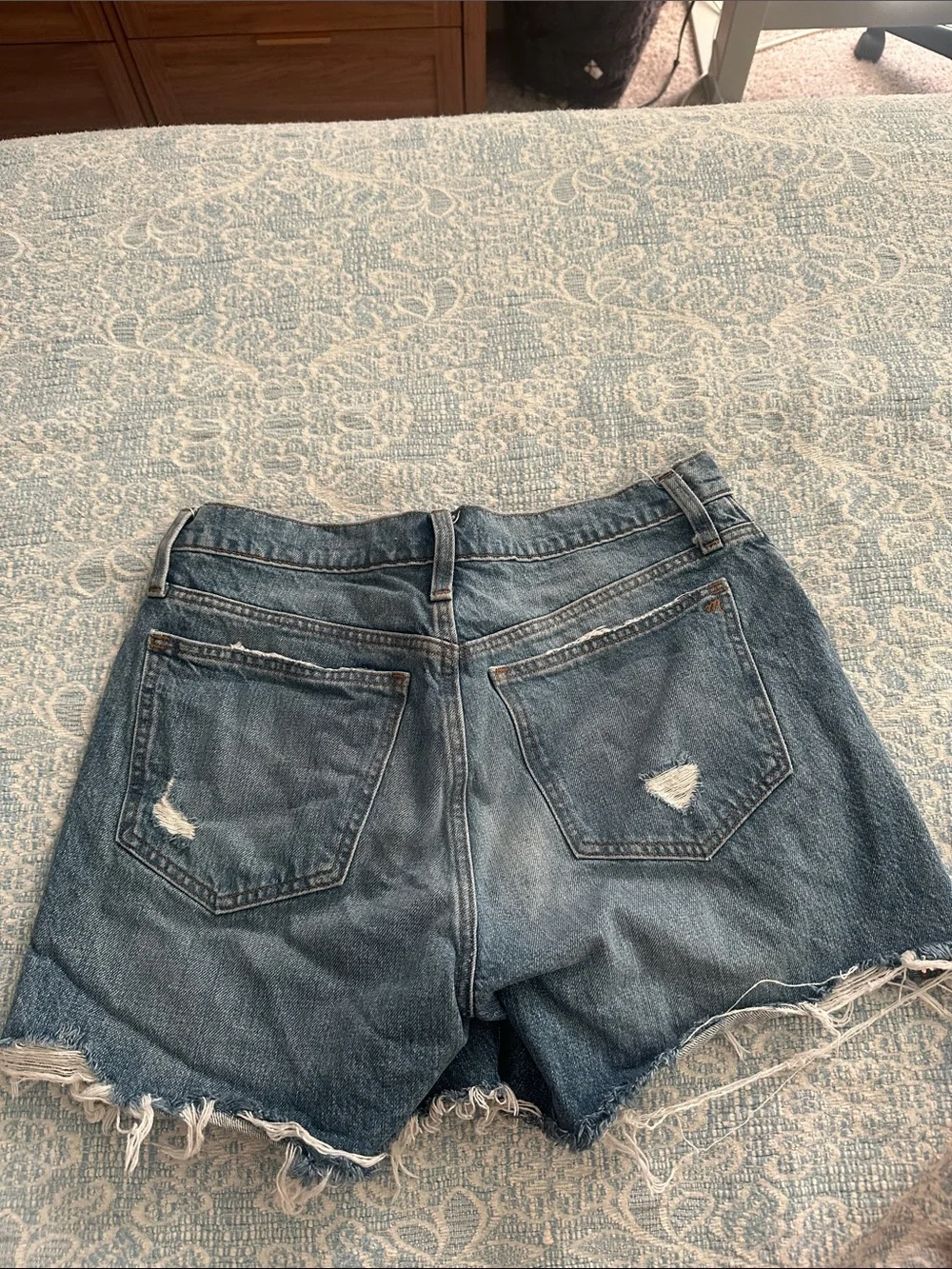 Distressed Blue Denim Shorts